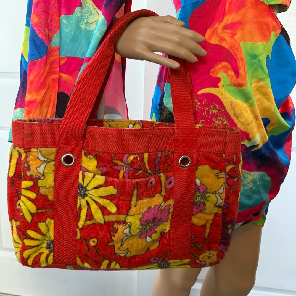 Y2K Old Navy terrycloth Floral orange Red yellow Tote Bag
